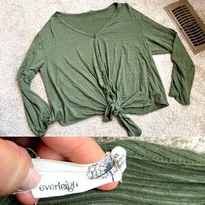 Everleigh Olive Green Tie-Front Blouse